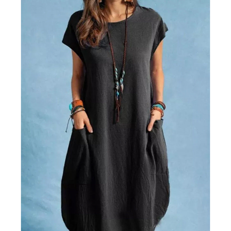 Damen luftiges Sommerkleid mit praktischen Taschen und modernem Schnitt EB