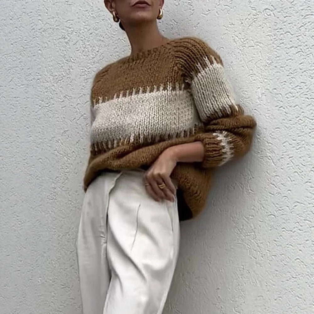 Damen gestrickter Oversized Pullover EB