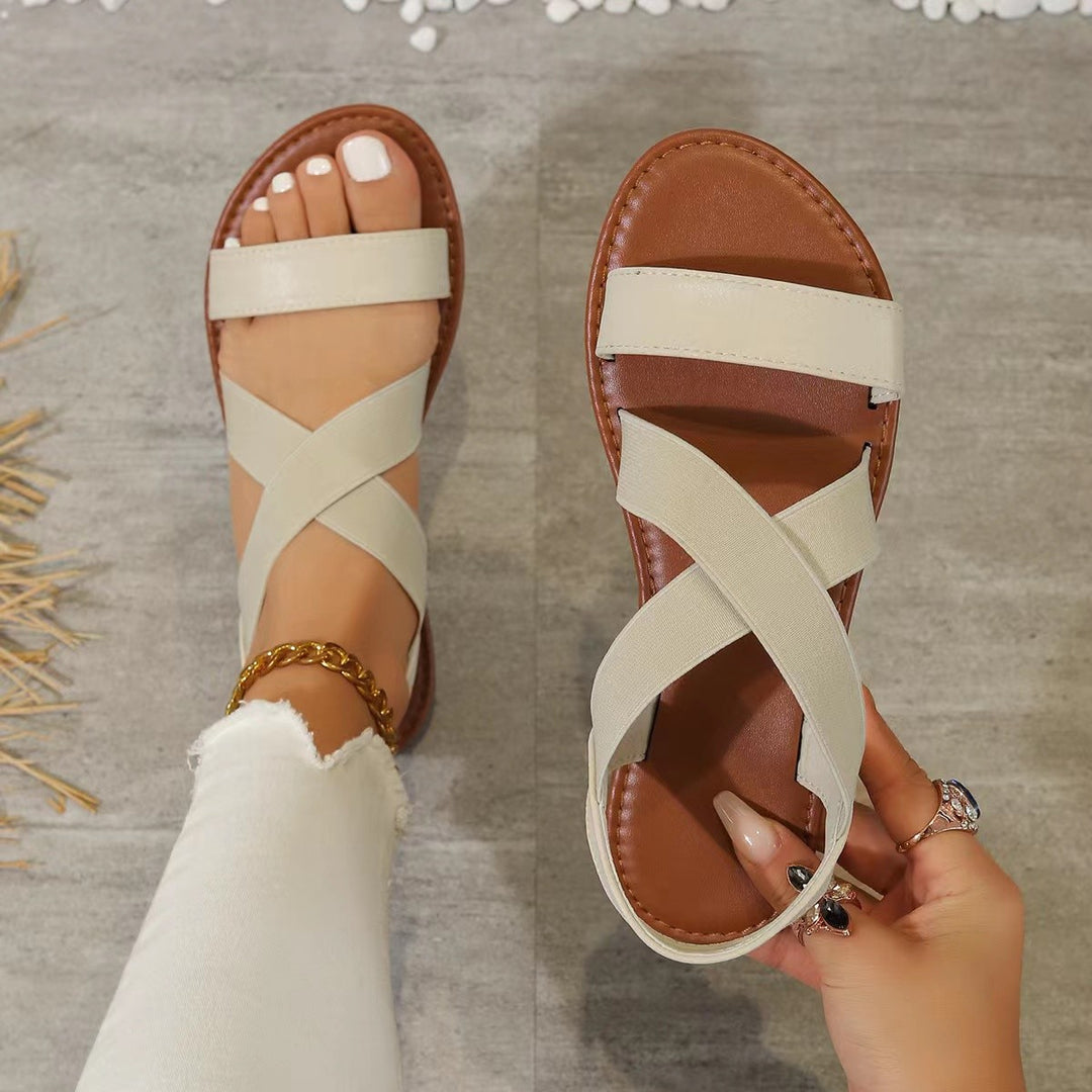 Damen komfortable Keilabsatz-Sandalen mit modischen Riemchen und flexiblem Fußbett EB