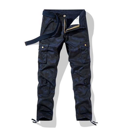 Herren Cargohose im Slim-Fit mit verstärkten Knien Multifachtaschen und Stoffgürtel EB