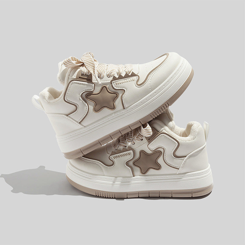 Damen Sportliche Winter Sneakers mit warmem Futter und verspieltem Sternenmotiv EB