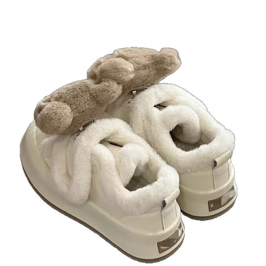 Damen Flauschige Sneaker mit Tiermotiven und komfortablem Futter EB