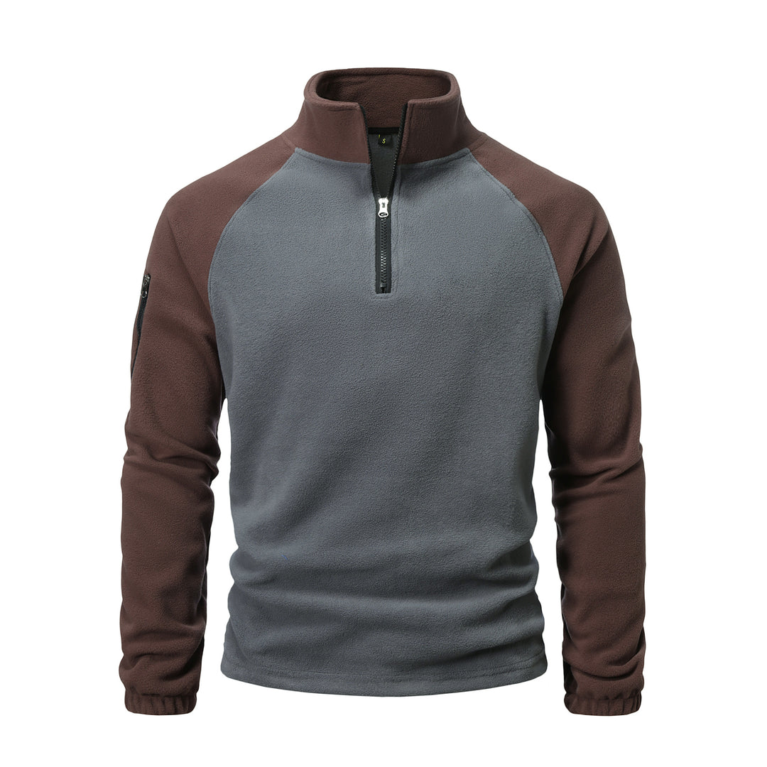Herren Fleece-Pullover mit halbem Reißverschluss und praktischem Taschen-Design EB