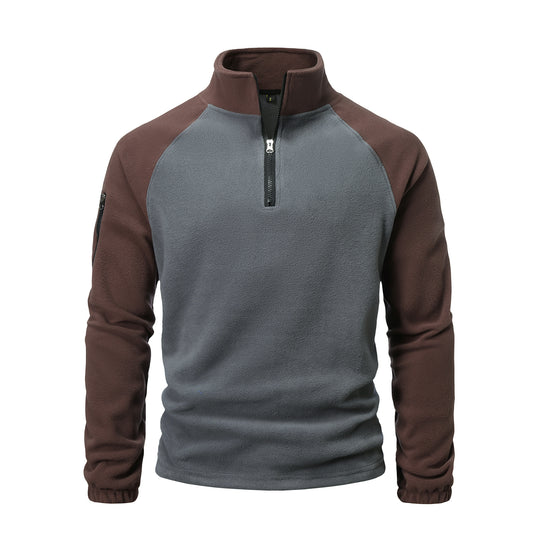 Herren Fleece-Pullover mit halbem Reißverschluss und praktischem Taschen-Design EB