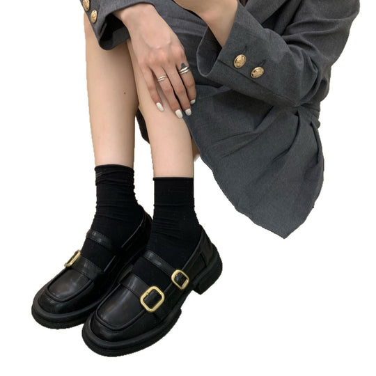 Damen elegante Schnürschuhe mit doppeltem Riemchen und glänzendem Finish EB
