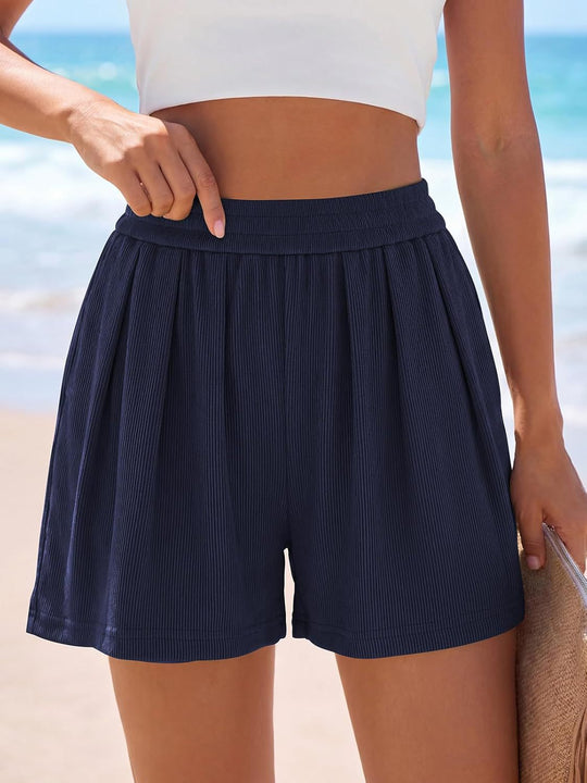Damen Legere Freizeitshorts mit elastischem Bund und Falten EB