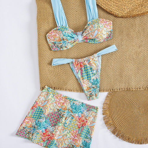Damen Bikini-Set mit trendiger Raffungen und stilvollem Muster EB