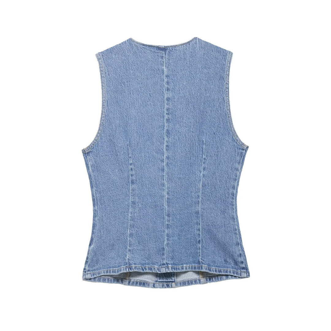 Damen Jeansjacke mit innovativem Design und modischen Knopfdetails EB