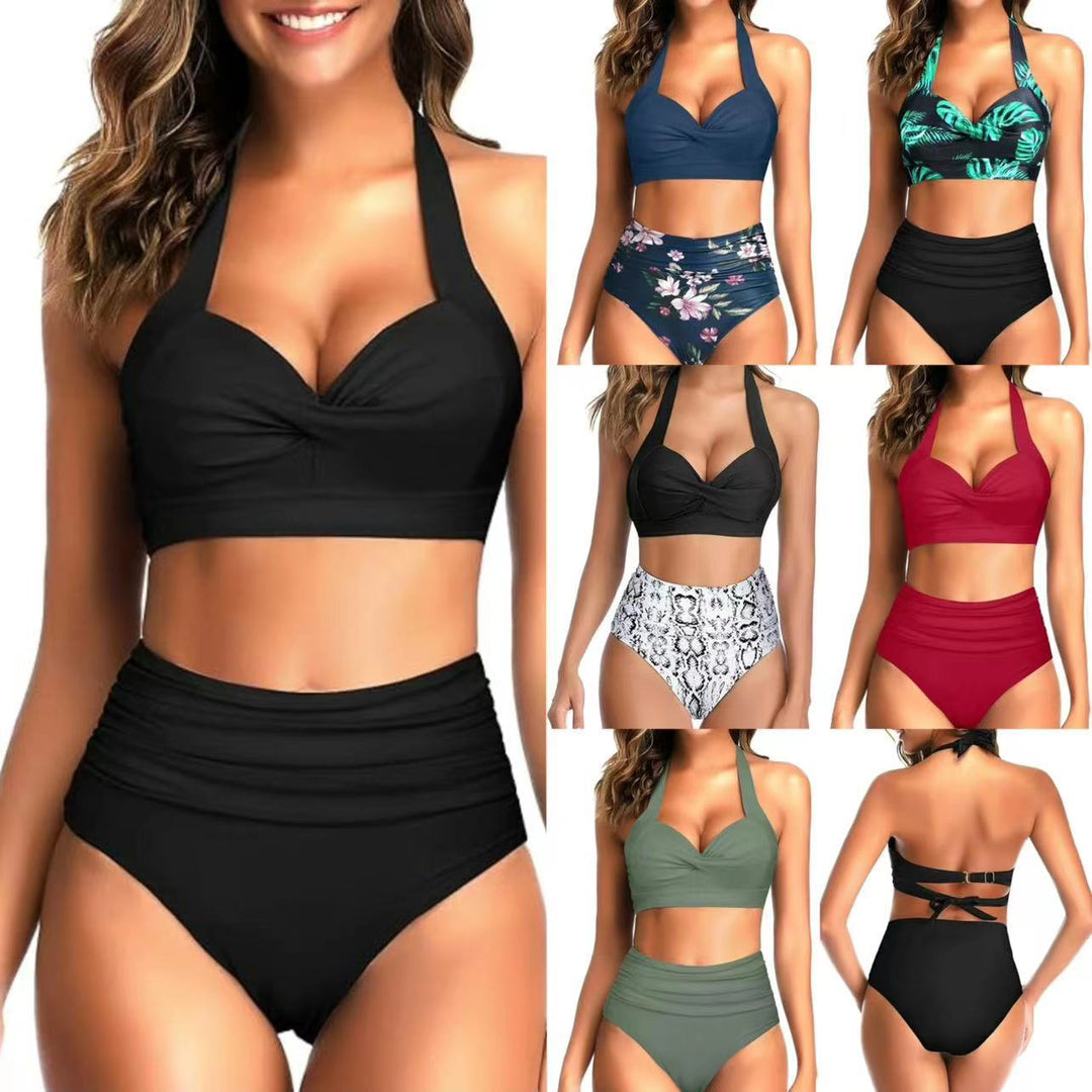Damen Hochgeschnittener Bikini mit raffiniertem Oberteil EB