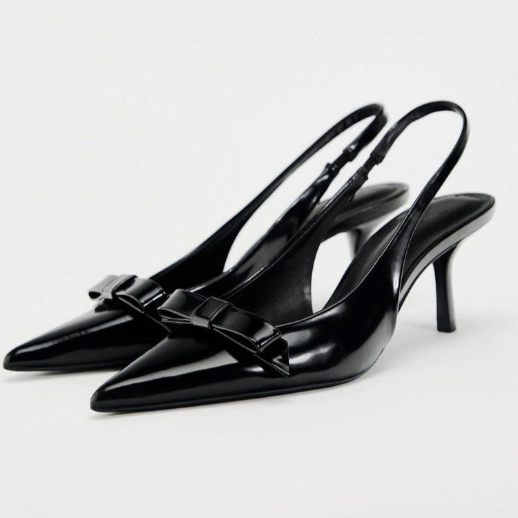 Damen Slingback High Heels mit dekorativer Schleifenapplikation EB
