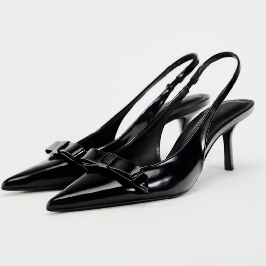 Damen Slingback High Heels mit dekorativer Schleifenapplikation EB