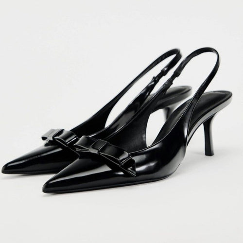 Damen Slingback High Heels mit dekorativer Schleifenapplikation EB