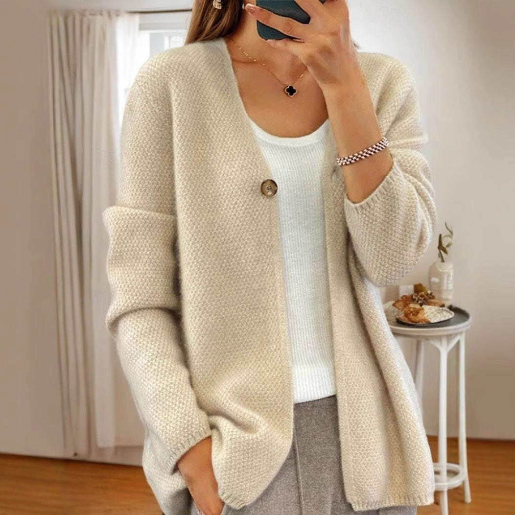 Damen Strickjacke mit strukturiertem Design und elegantem Knopf EB