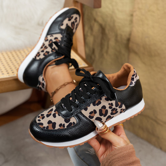 Damen Sneaker mit Leopardenmuster und atmungsaktiver Sohle EB