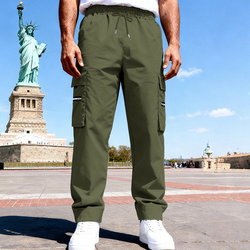 Herren Cargo-Freizeithose mit elastischem Bund, Tunnelzug & Zip-Taschen EB