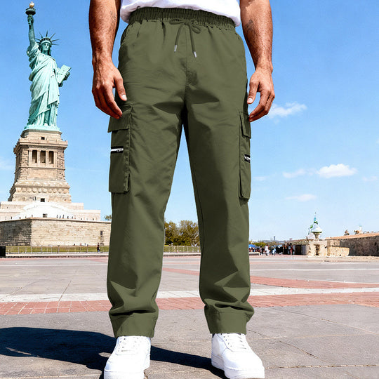Herren Cargo-Freizeithose mit elastischem Bund, Tunnelzug & Zip-Taschen EB