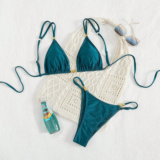 Damen Triangel-Bikini-Set mit raffinierten Schmuckakzenten EB