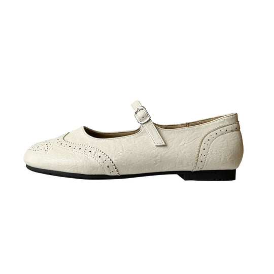 Damen Elegante Mary Jane Ballerinas mit feinen Lochmustern und modischem Riemchen EB