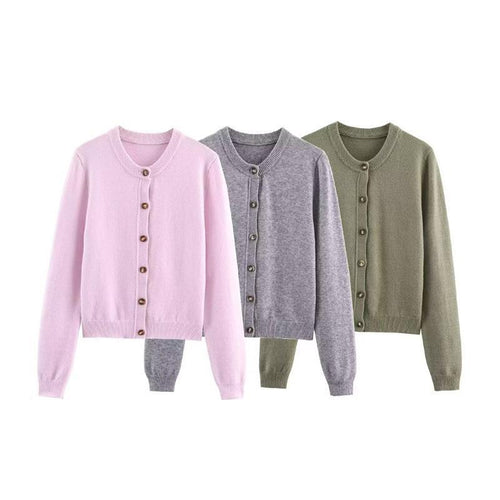 Damen weicher Strickcardigan mit Knopfverschluss und eleganten Rippabschlüssen EB