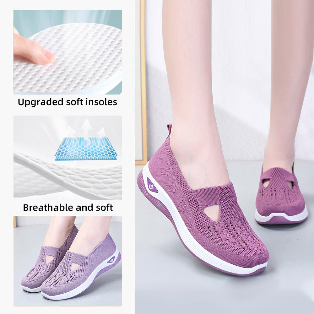 Damen Atmungsaktive Slip-On Sneakers mit elastischem Einsatz und rutschfester Sohle EB