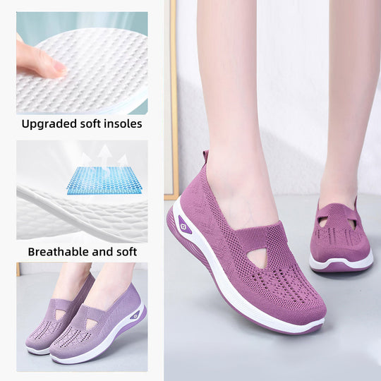 Damen Atmungsaktive Slip-On Sneakers mit elastischem Einsatz und rutschfester Sohle EB