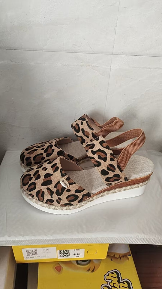 Damen Bequeme Espadrilles mit elastischen Riemen und dekorativem Bastbesatz EB