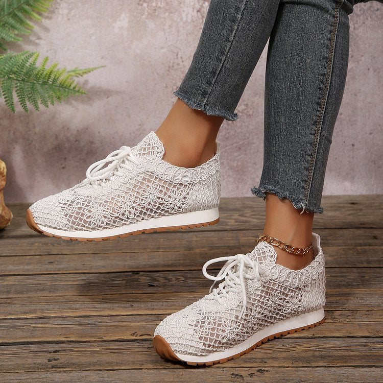 Damen  gestrickte Slip-On Plateau-Sneaker mit atmungsaktivem Obermaterial und gepolstertem Komfortfußbett EB