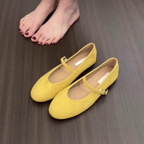 Damen Ballerinas mit elegantem Schnallenverschluss und weichem Wildleder EB