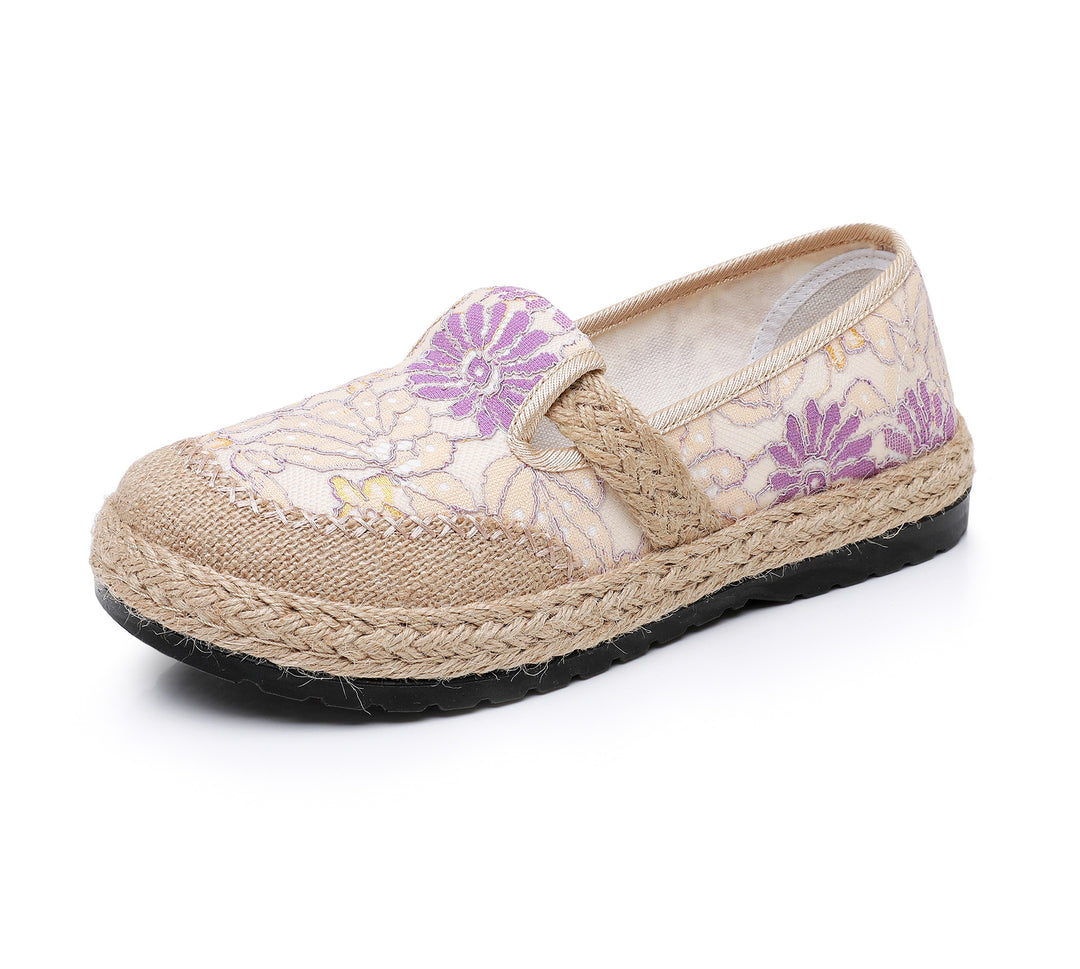Damen bequeme Slip-On Freizeitschuhe mit floralem Dekor EB