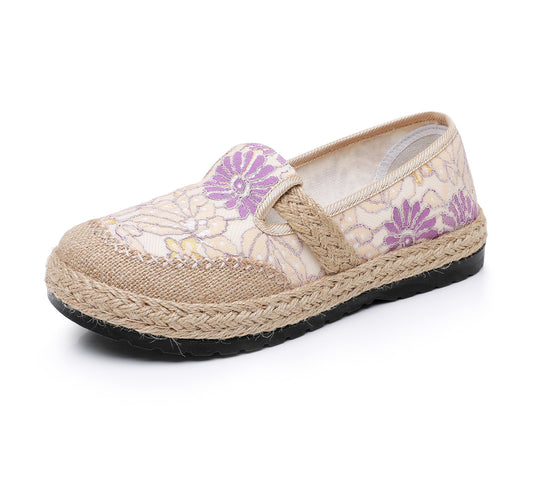 Damen bequeme Slip-On Freizeitschuhe mit floralem Dekor EB