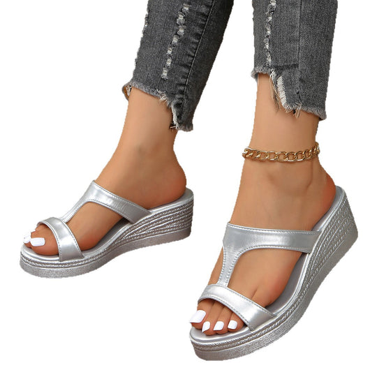Damen modische Wedge-Pantoletten mit eleganten Riemen und komfortablem Fußbett EB