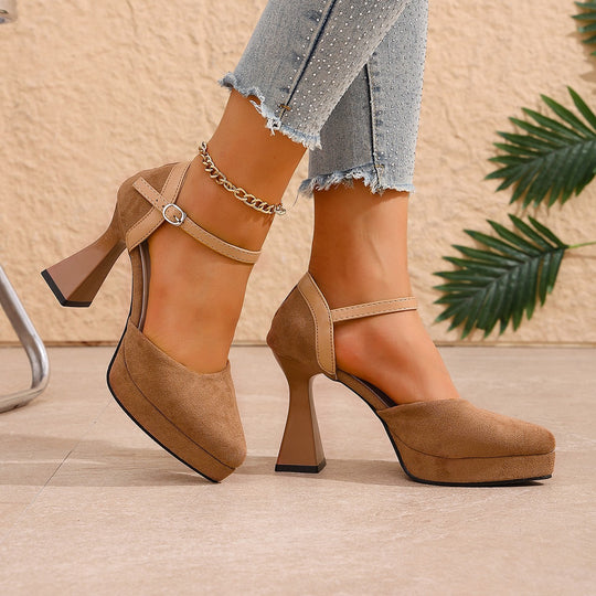 Damen Elegante Plateau-Pumps mit Riemchen EB