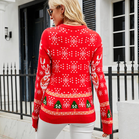 Damen Weihnachtspullover mit festlichem Rentierdesign und kuscheligem Material EB