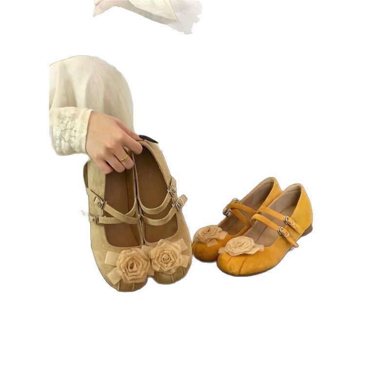 Damen Mary Jane Schuhe mit kunstvollen Blumenapplikationen EB
