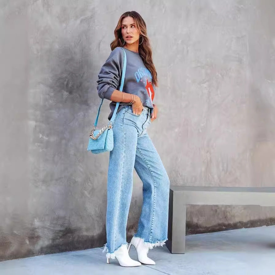 Damen Lässiger Sweatshirt mit grafischem Print EB