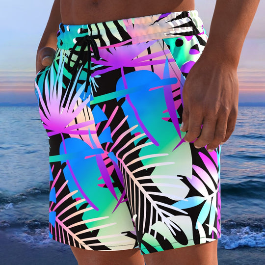 Herren Badeshorts mit animalischem Muster und elastischem Bund EB