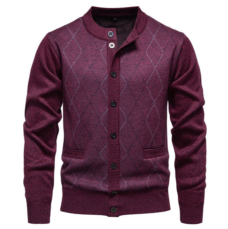 Herren stylische Strickjacke mit diamantförmigem Muster EB