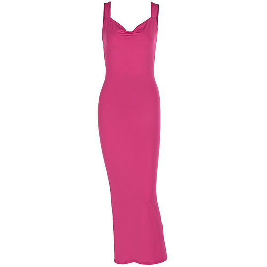 Damen Elegantes Maxikleid mit tiefem Ausschnitt und hochwertigem Stoff EB