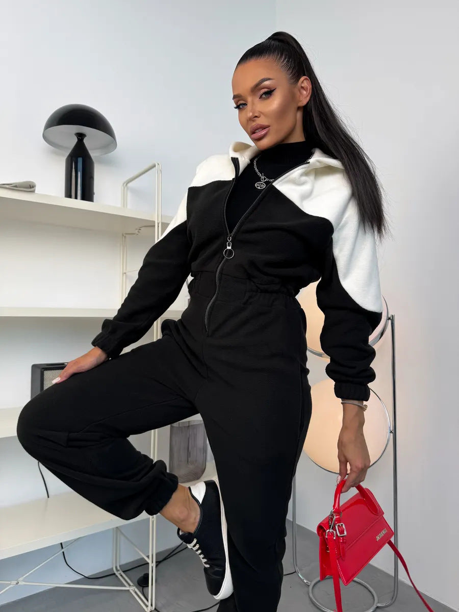 Damen gemütlicher Fleece-Overall mit Kapuze, durchgehendem Reißverschluss und elastischen Bündchen Eichborn Berlin