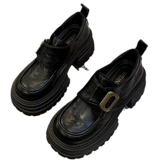 Damen Chunky Schnürschuhe mit robustem Plateau und modischer Schnallen-Applikation EB