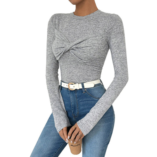 Damen Langarmshirt mit modischem Knotendesign EB