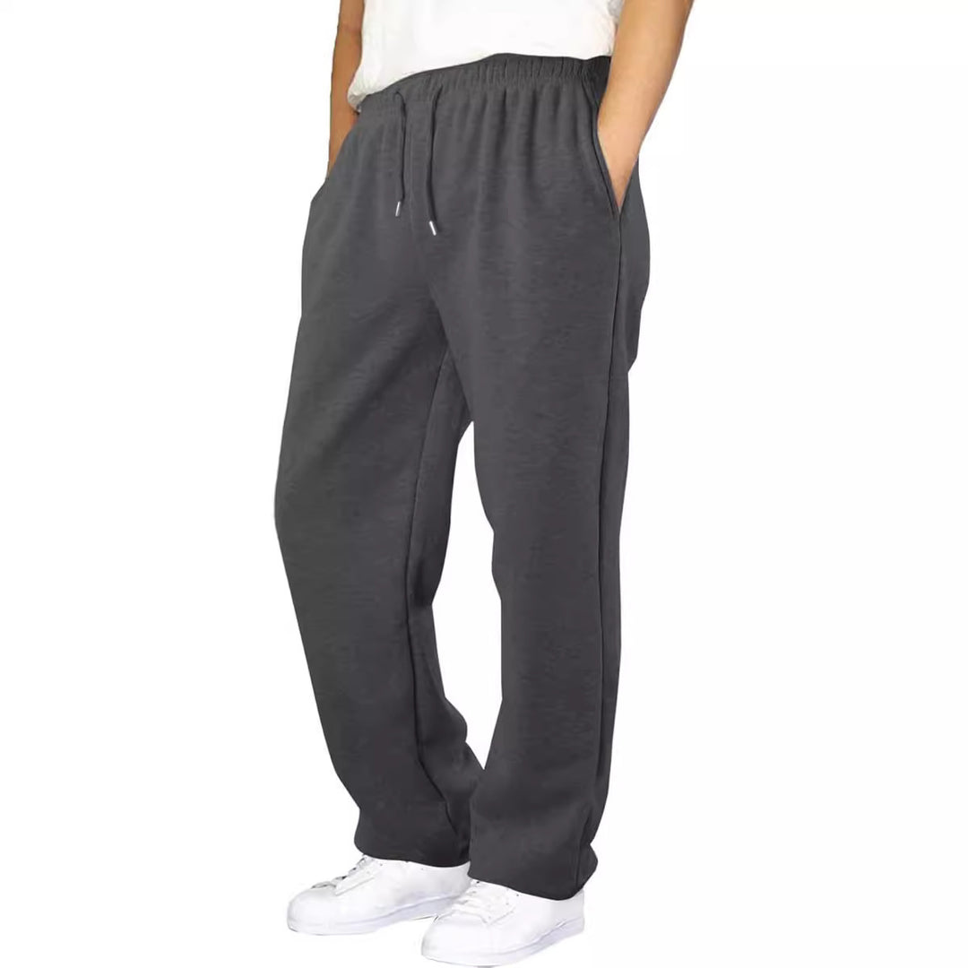 Herren nan Relaxed-Fit Sweatpants mit geradem Bein Fleece-Innenfutter und elastischem Kordelbund EB