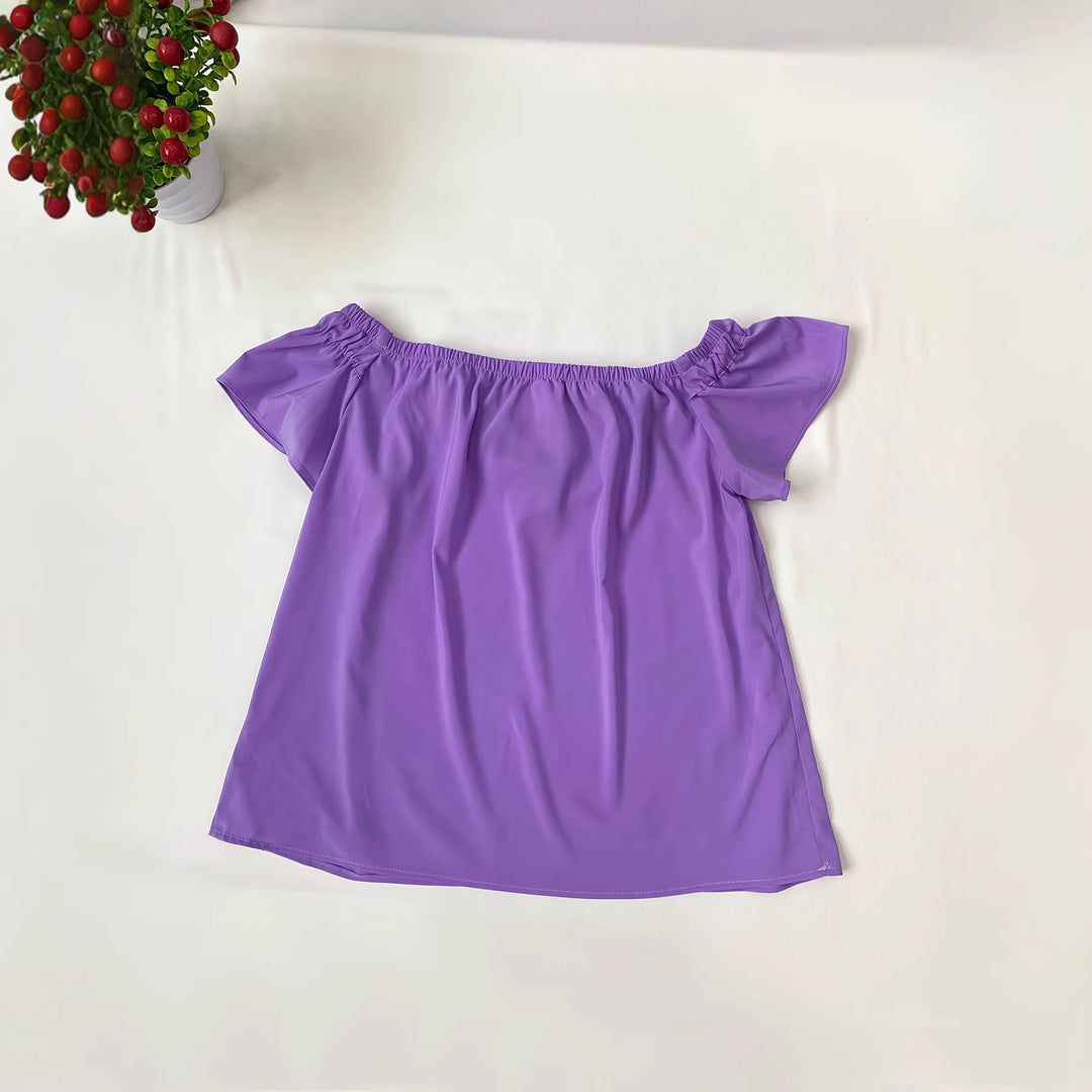 Damen Verspieltes Oberteil mit schulterfreien Details und Rüschenelementen EB