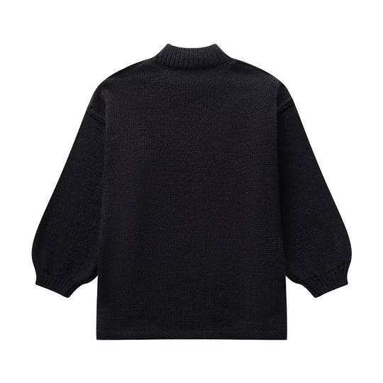 Damen lockerer Strickpullover mit hohem Kragen und überschnittenen Schultern EB