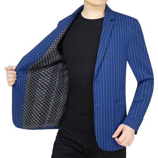 Herren Nadelstreifen-Sakko Slim-Fit mit kontrastivem Innenfutter EB