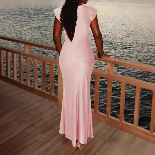 Damen Elegantes Wickel-Maxikleid mit seitlichem Rüschendetail EB