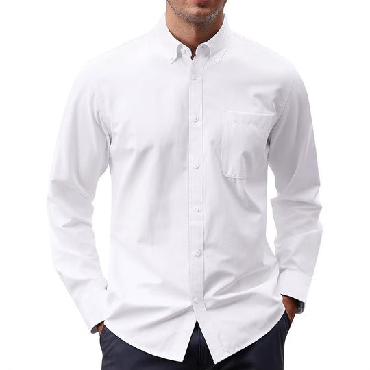 Herren nan Slim-Fit Oxford-Hemd mit Button-Down-Kragen, Brusttasche und elastischer Baumwollmischung EB