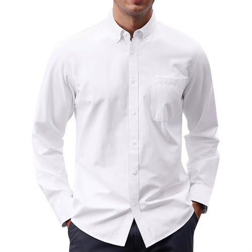 Herren nan Slim-Fit Oxford-Hemd mit Button-Down-Kragen, Brusttasche und elastischer Baumwollmischung EB