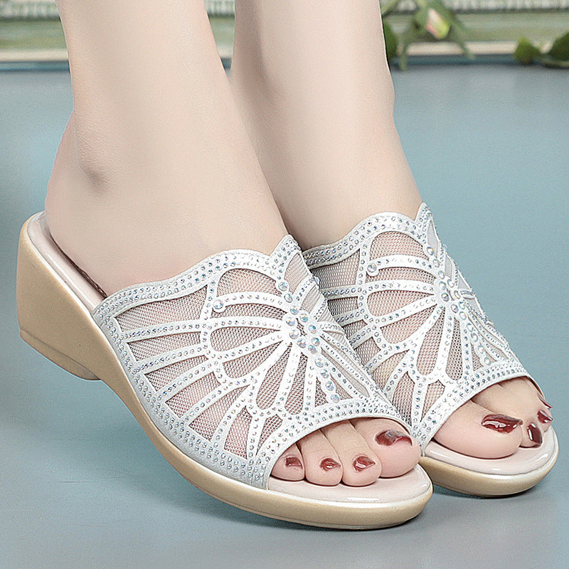Damen Elegante Sandalen mit modischem Strassdesign und komfortablem Blockabsatz EB