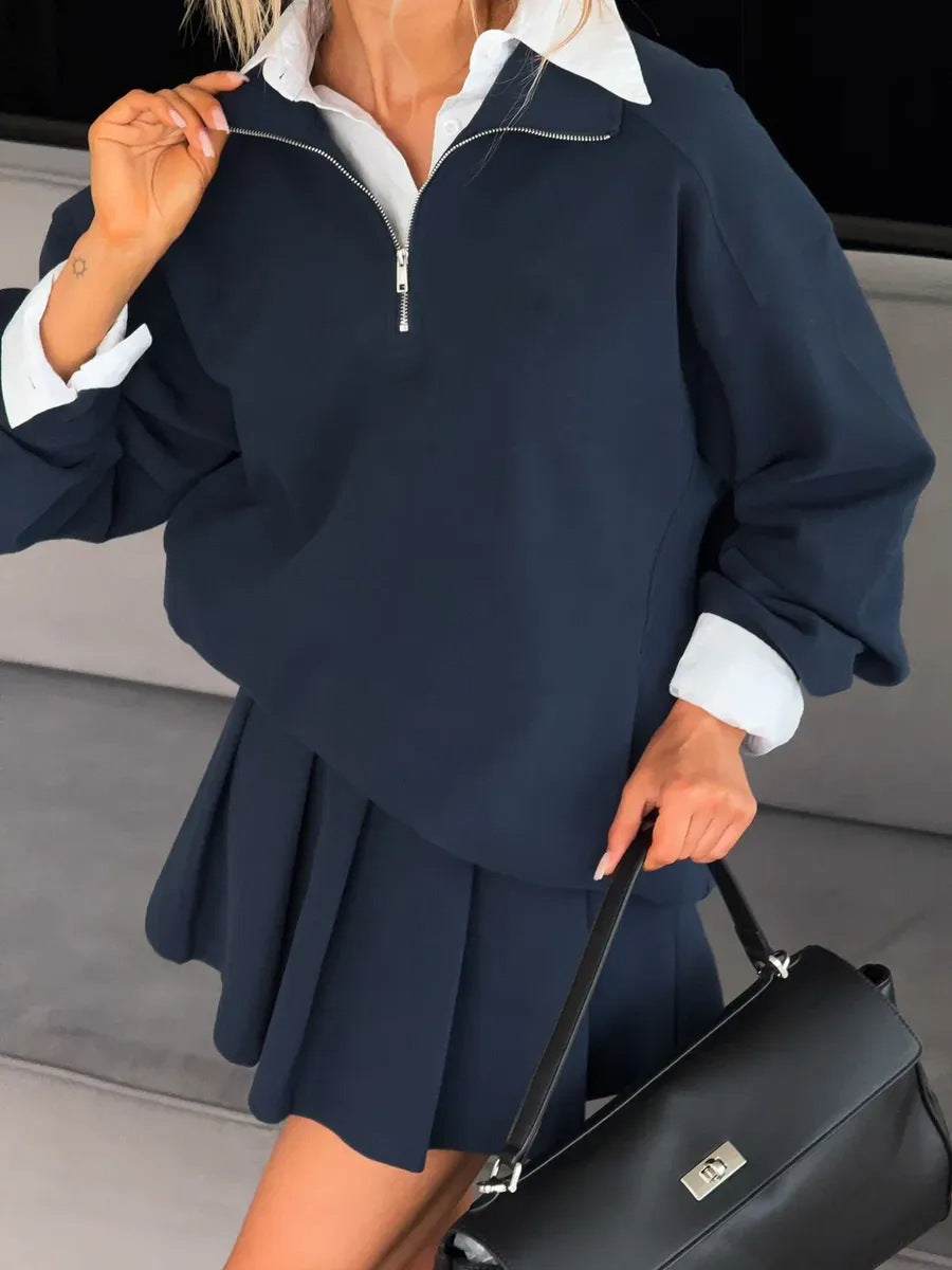 Damen Oversized Sweatkleid mit halbem Reißverschluss und Stehkragen Eichborn Berlin
